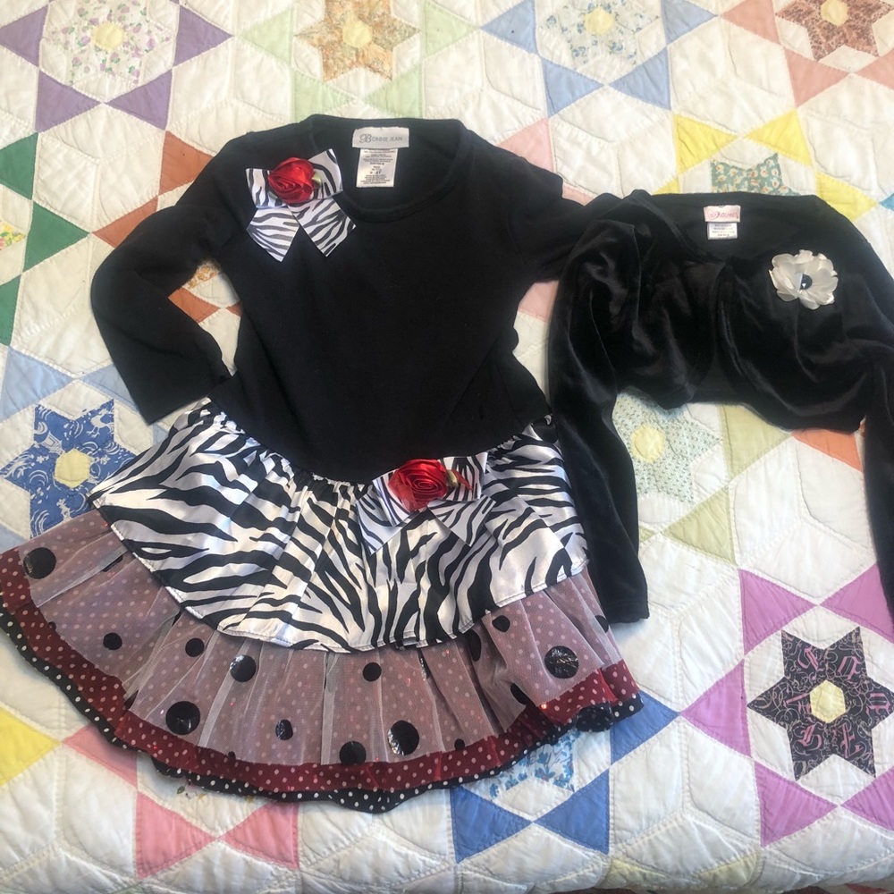 4T Girls Bonnie Jean black dress youngland bolero
